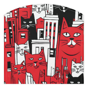 Cats in New York Door Sign