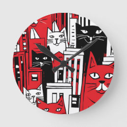 Cats in New York Round Clock