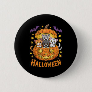 Cats In Pumpkin Cute Halloween Kitties Funny  Button