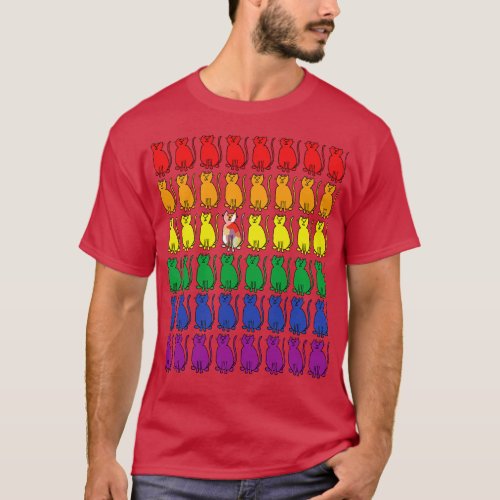 Cats in Rainbow Rows for Pride T_Shirt