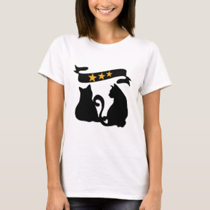 Cats in Shadows with Golden Stars Charm T-Shirt