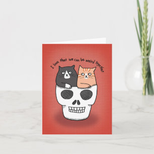 Cats in Skull Weird Funny Anniversary Valentine Card