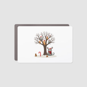 Cats In Snow Tree Winter Christmas Santa Hat X-mas Car Magnet