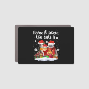 Cats In Snow Winter Santa Hat Kitten Christmas Car Magnet