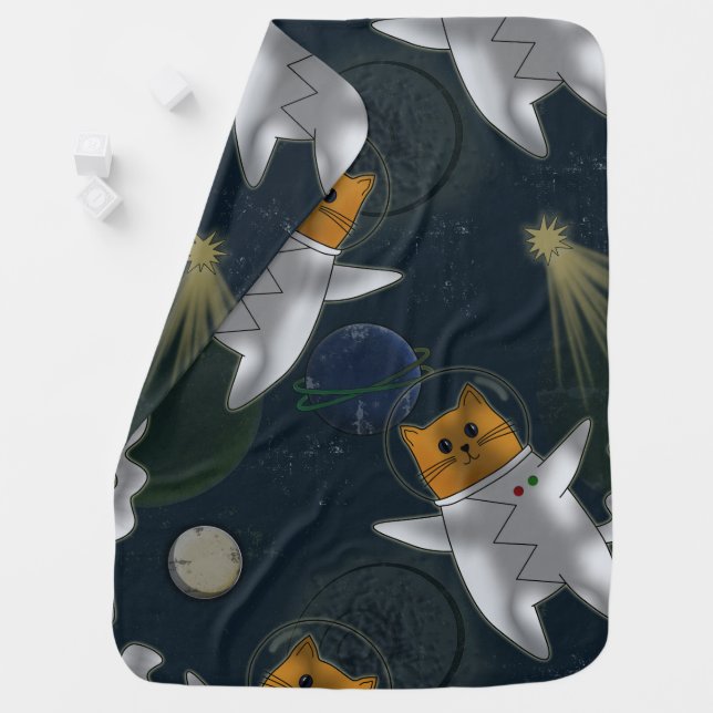 Cats in space. baby blanket (In Situ)