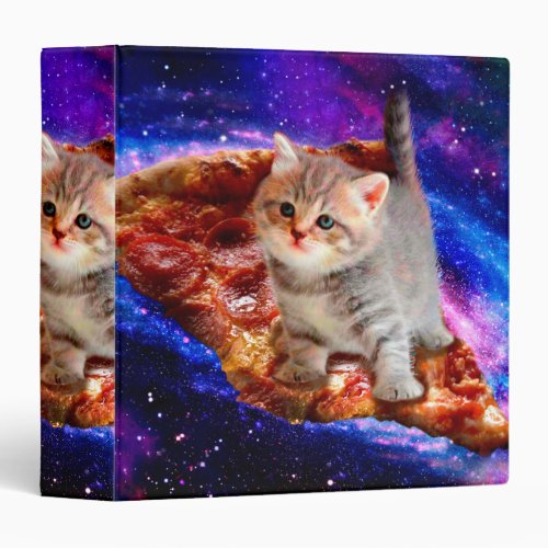 Cats in space pizza 3 ring binder