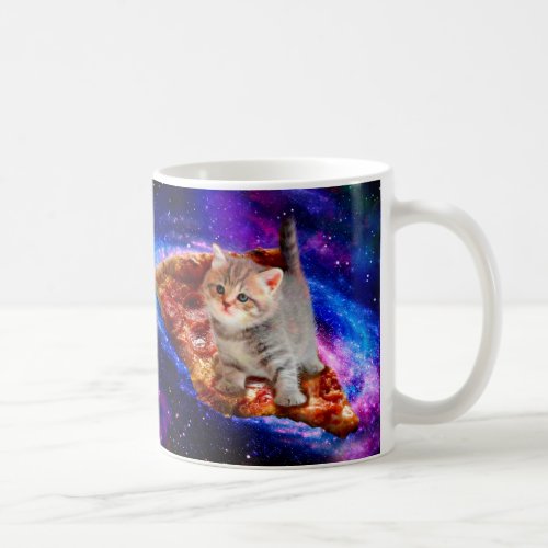 Cats in space pizza coffee mug
