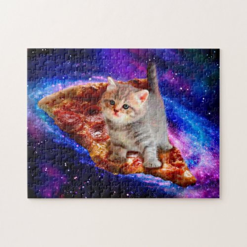 Cats in space pizza jigsaw puzzle