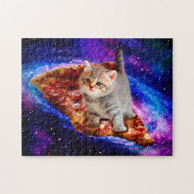 Cats in space pizza jigsaw puzzle (Horizontal)