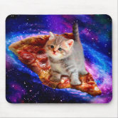 Funy Cute Cat Like a DJ Pizza Galaxy Space Gaming Mouse Pad 