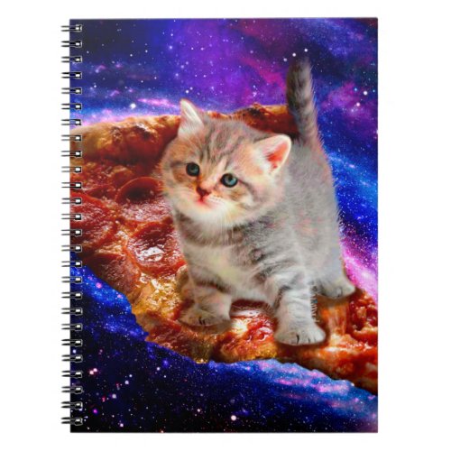 Cats in space pizza notebook