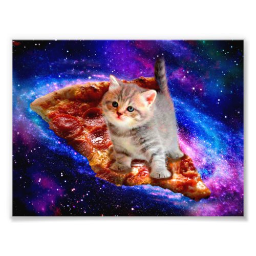 Cats in space pizza photo print
