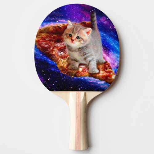 Cats in space pizza ping pong paddle