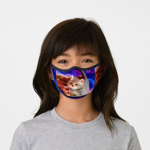 Cats in space pizza premium face mask