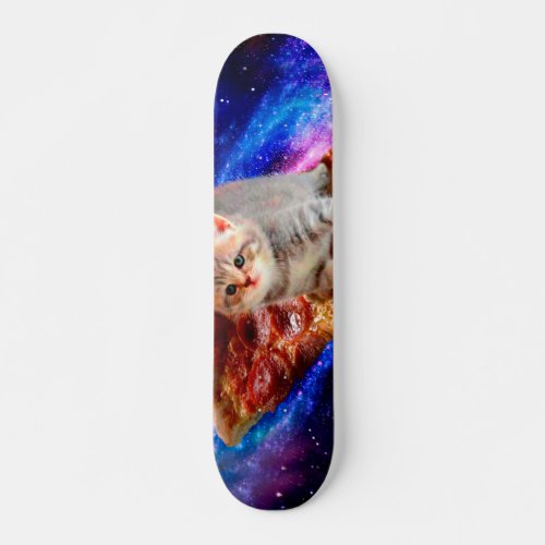 Cats in space pizza skateboard