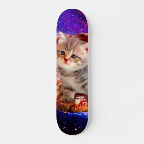 Cats in space pizza skateboard