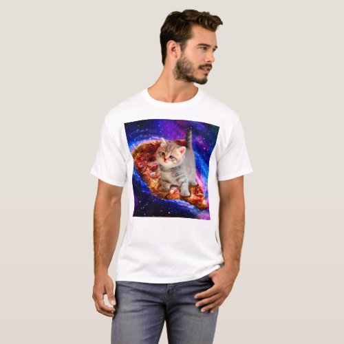 Cats in space pizza T_Shirt