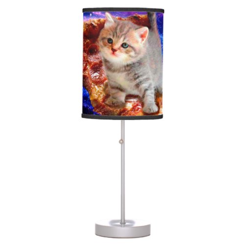 Cats in space pizza table lamp