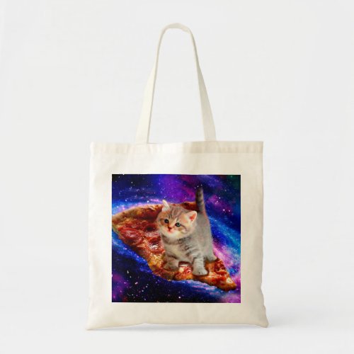 Cats in space pizza tote bag