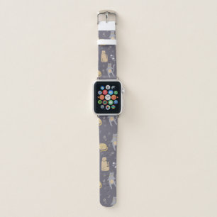 Cats in Space Seamless Pattern Apple Watch Band