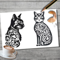 Cats in Stencil Art 1 Decoupage Paper