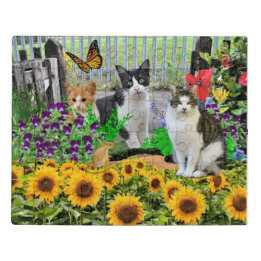 Cats in Sunflower Garden / Cat Lovers Jigsaw Puzzle