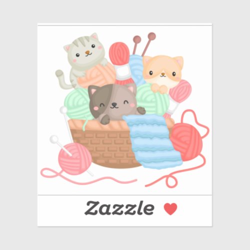 Cats In The Basket Sticker