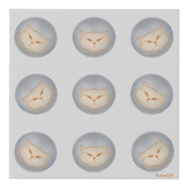 Cats in the bubbles faux canvas print (Front)
