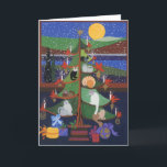 Cats in the Christmas Tree Holiday Card<br><div class="desc">A wintry snow scene outside and cats in the Christmas tree inside. Climbing Christmas cats perched happily are the best decorations!</div>