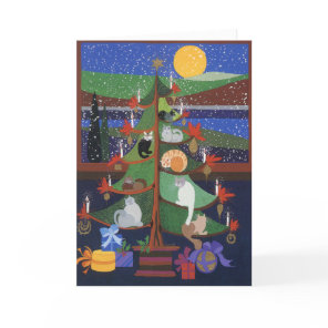 Cats in the Christmas Tree Holiday Card
