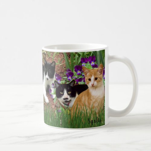 Cats in The Flower Garden  Photo Collage Coffee Coffee Mug