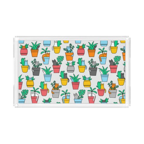 Cats in the flowerpots acrylic tray