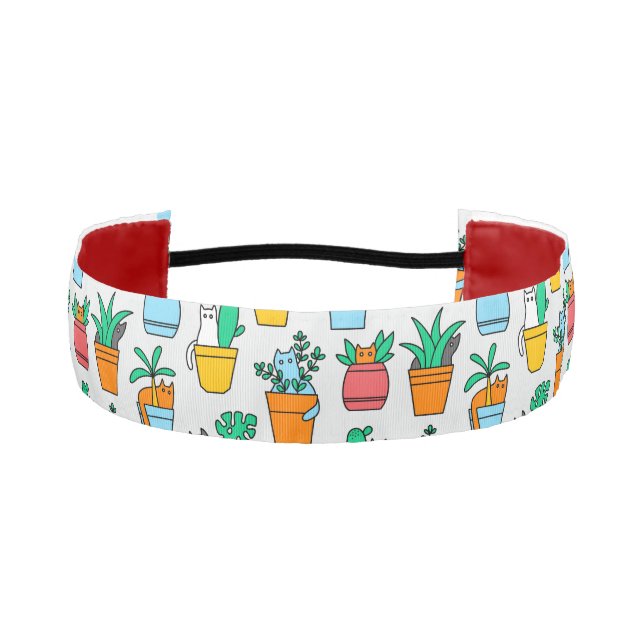 Cats in the flowerpots athletic headband (Front)
