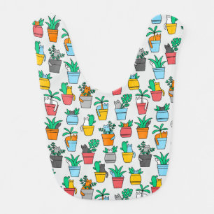 Cats in the flowerpots baby bib