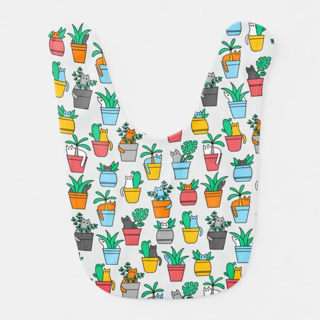 Cats in the flowerpots baby bib (Front)