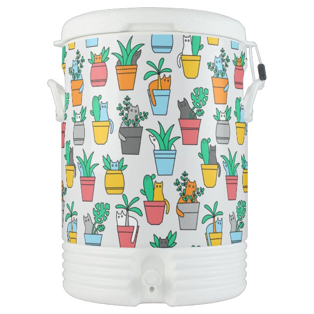 Cats in the flowerpots beverage cooler (Front)