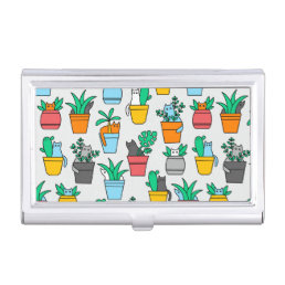 Cats in the flowerpots business card case