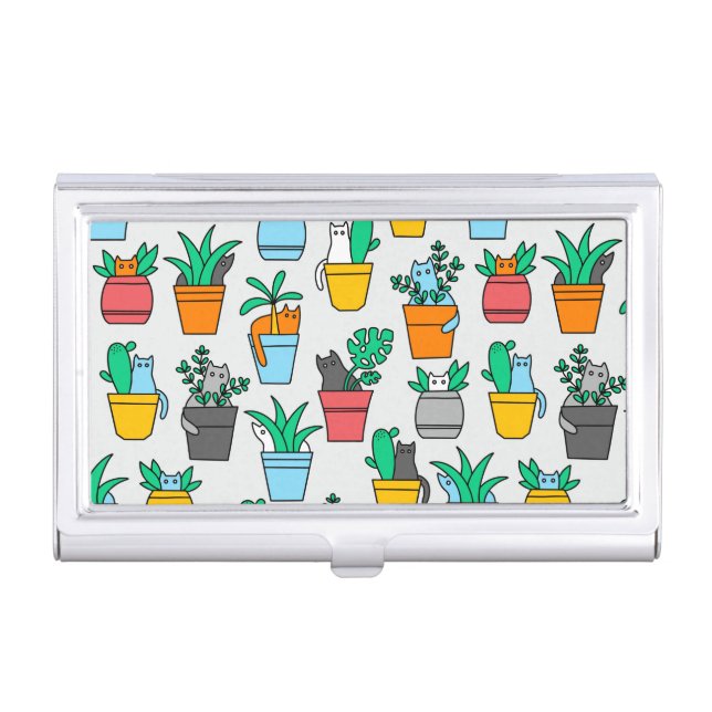 Cats in the flowerpots business card case (Front)
