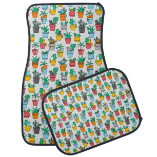 Cats in the flowerpots car floor mat