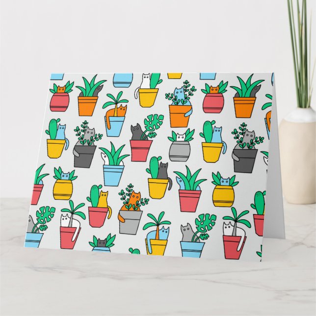 Cats in the flowerpots card (Front)