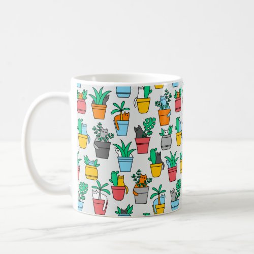 Cats in the flowerpots coffee mug