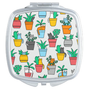 Cats in the flowerpots compact mirror