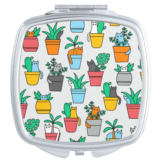 Cats in the flowerpots compact mirror (Front)