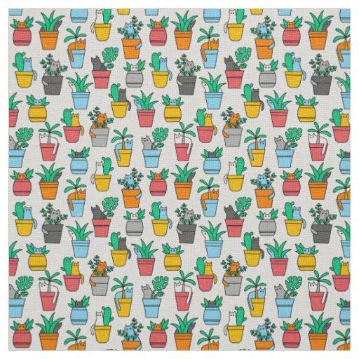 Cats in the flowerpots fabric