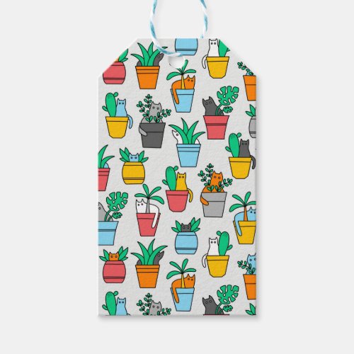 Cats in the flowerpots gift tags