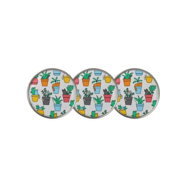 Cats in the flowerpots golf ball marker (3 Up)