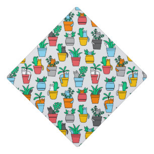Cats in the flowerpots graduation cap topper