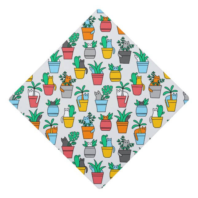 Cats in the flowerpots graduation cap topper (Front)