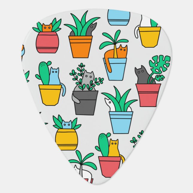 Cats in the flowerpots guitar pick (Front)