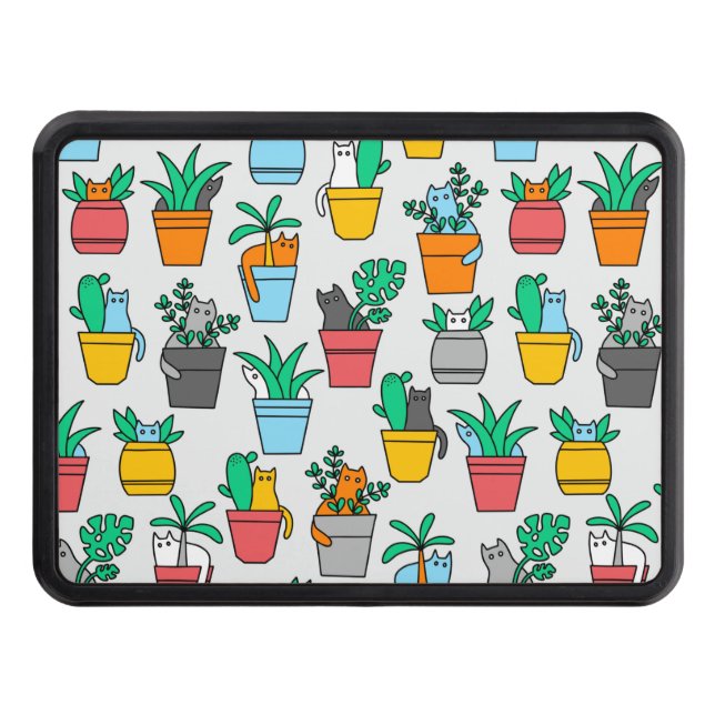 Cats in the flowerpots hitch cover (Front)